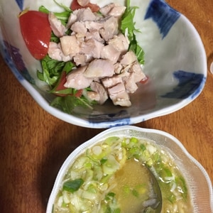 簡単美味しい～鶏むね肉のレンジ蒸しねぎソース和え